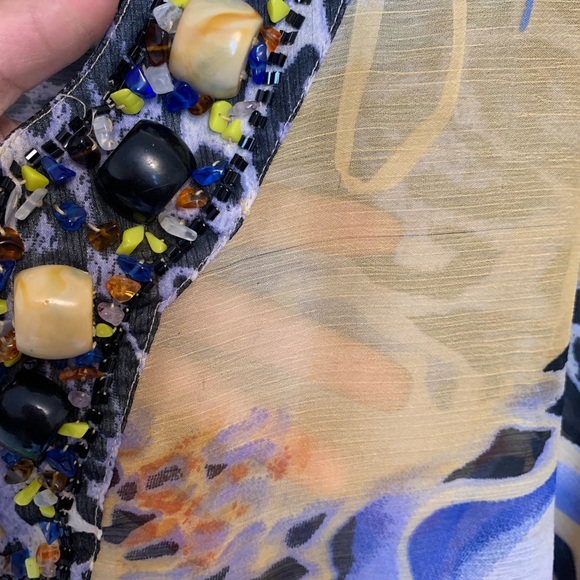 Kaktus Beaded Sheer Poncho Blouse Size Medium - Picture 14 of 16